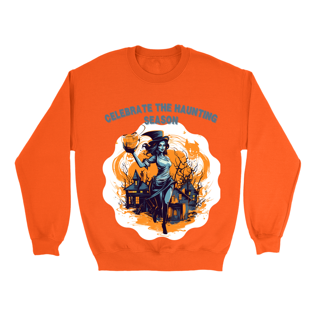 Explore our bewitching collection of Halloween sweatshirts, showcasing the mysterious allure of a Witch on the front.