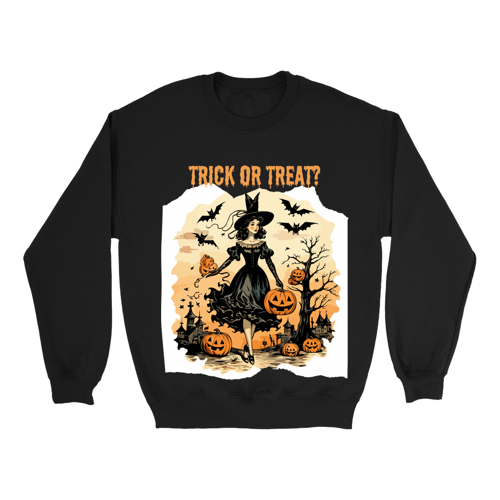 Explore our bewitching collection of Halloween sweatshirts, showcasing the mysterious allure of a witch on the front.