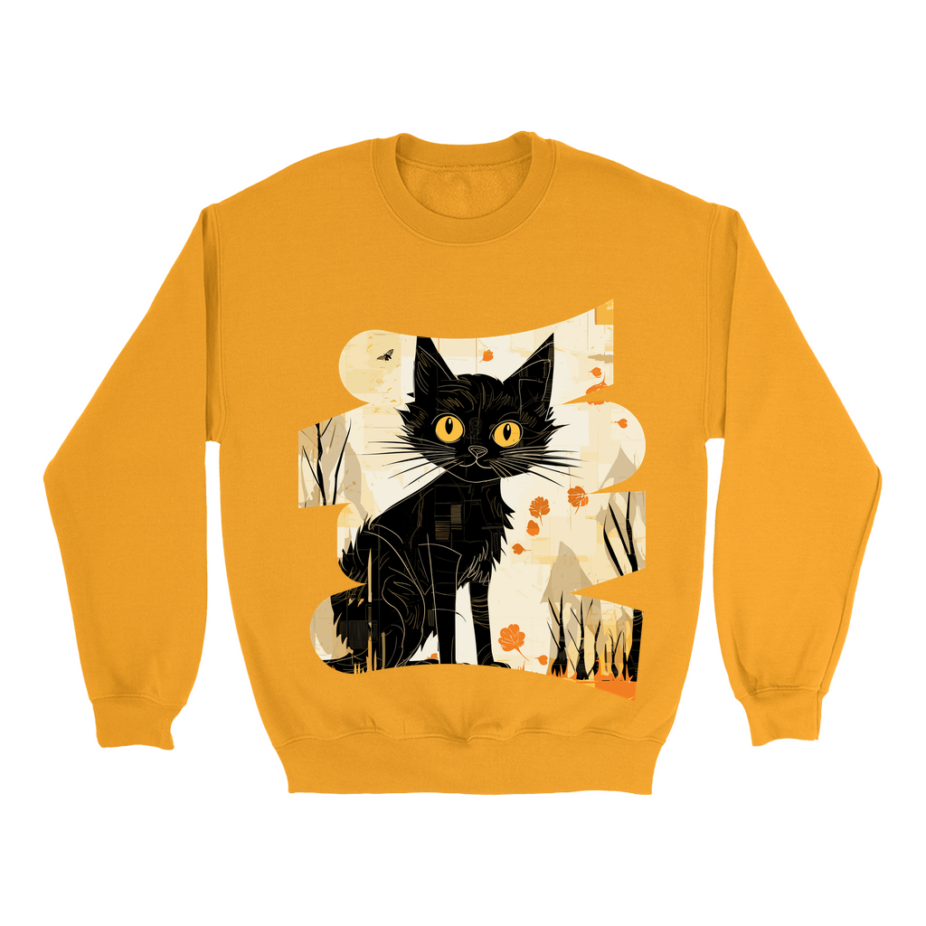 Explore our bewitching collection of Halloween sweatshirts, showcasing the mysterious allure of a black cat on the front.Sh