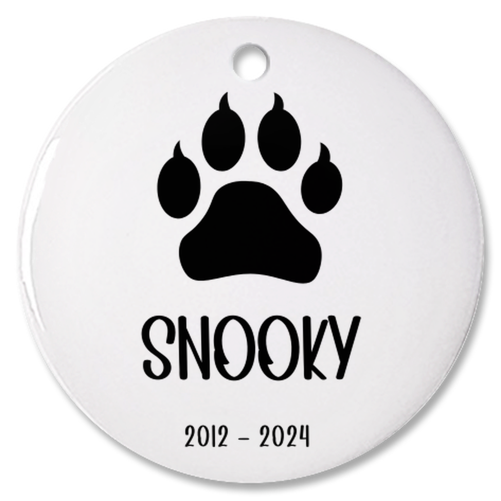 Personalized Pet Memorial Ornament, Sympathy Gift For Loss Of Cat, Remembrance Gift Pet Loss, Pawprint Pet Keepsake Bauble