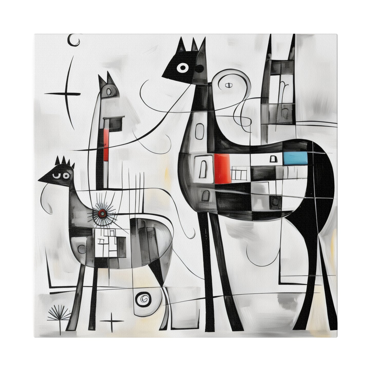 Enchanting Realms Unleashed: Eco-Friendly Abstract Horse and Cat Canvases for the Modern Home, Wall Art on Stretched Canvas, Home Decor Gift