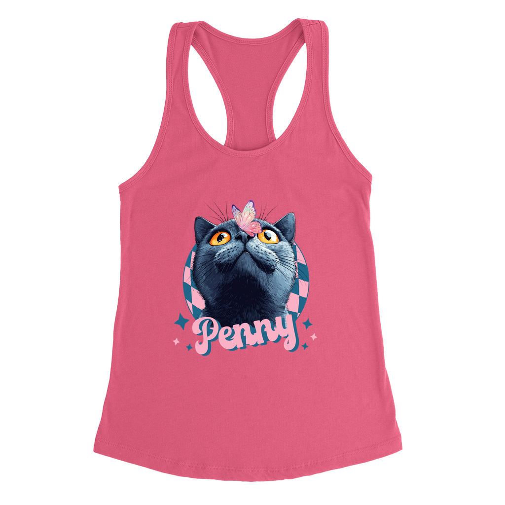 Next Level 1533 Women’s Racerback Tank Top – Whimsical Animal & Insect Portrait.