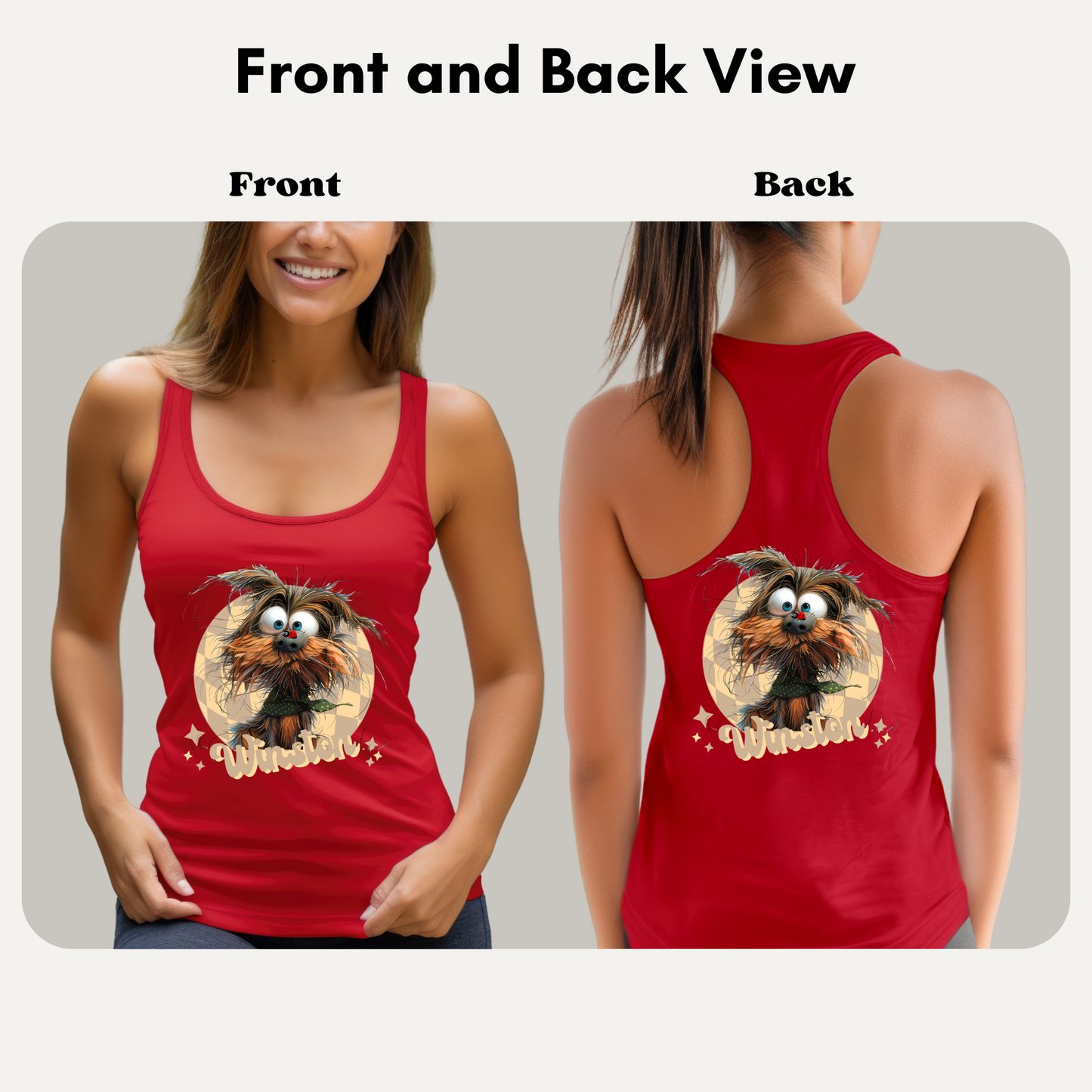 Next Level 1533 Women’s Racerback Tank Top – Whimsical Animal & Insect Portrait.