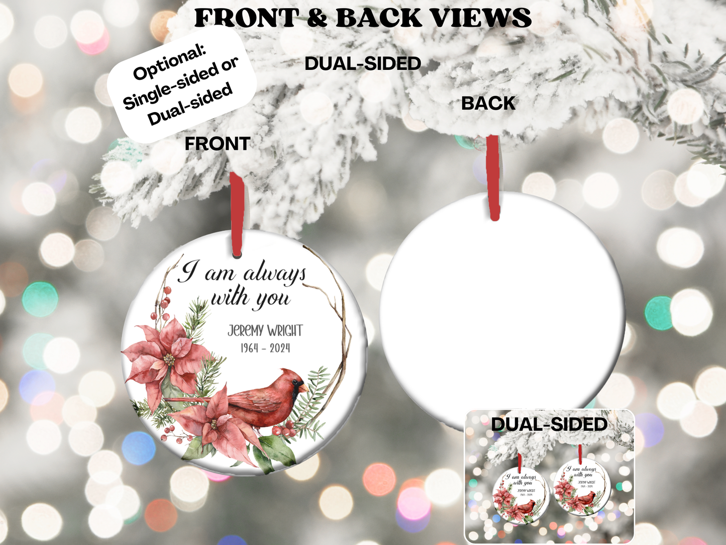 Personalized Memorial Bauble Christmas Memory, Porcelain Ornament Remembrance Christmas Decoration