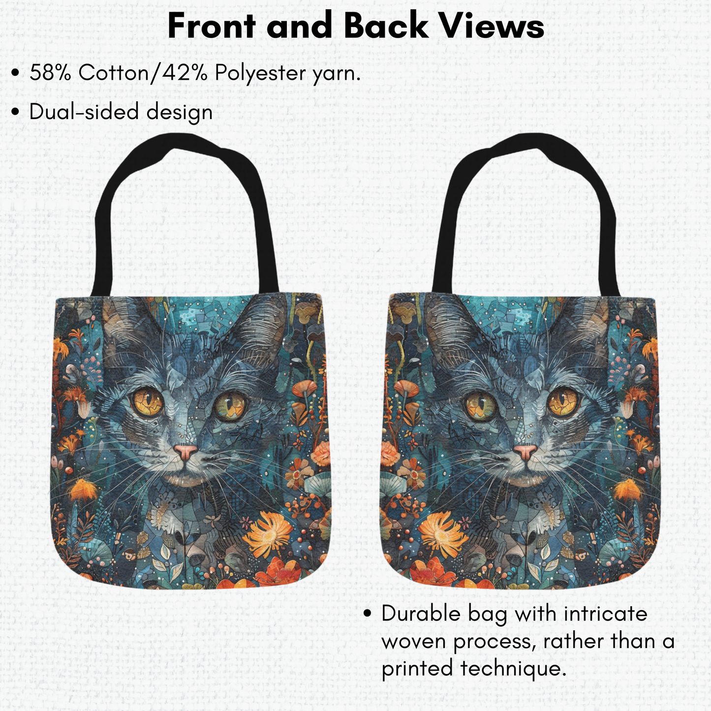 Tapestry Tote Cute Cat Bag Blue Cat Hobo Bag Tapestry Shoulder Bag Jacquard Woven Tote Bag Tapestry Tote Kids Grocery Bags Art Cat Mom