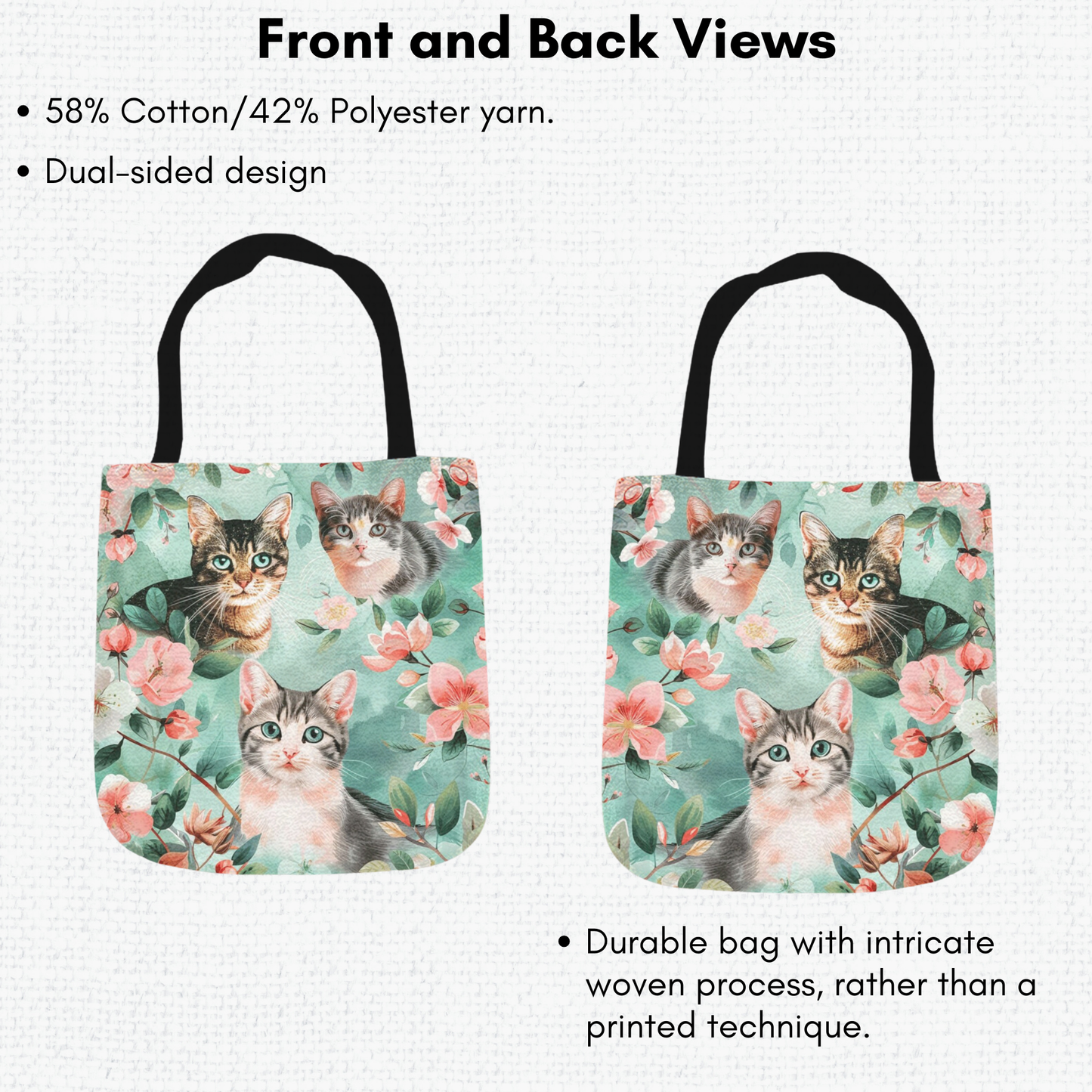 Tapestry Tote Cute Cat Bag Green Cat Hobo Bag Tapestry Shoulder Bag Jacquard Woven Tote Bag Tapestry Tote Kids Grocery Bags Art Cat Mom