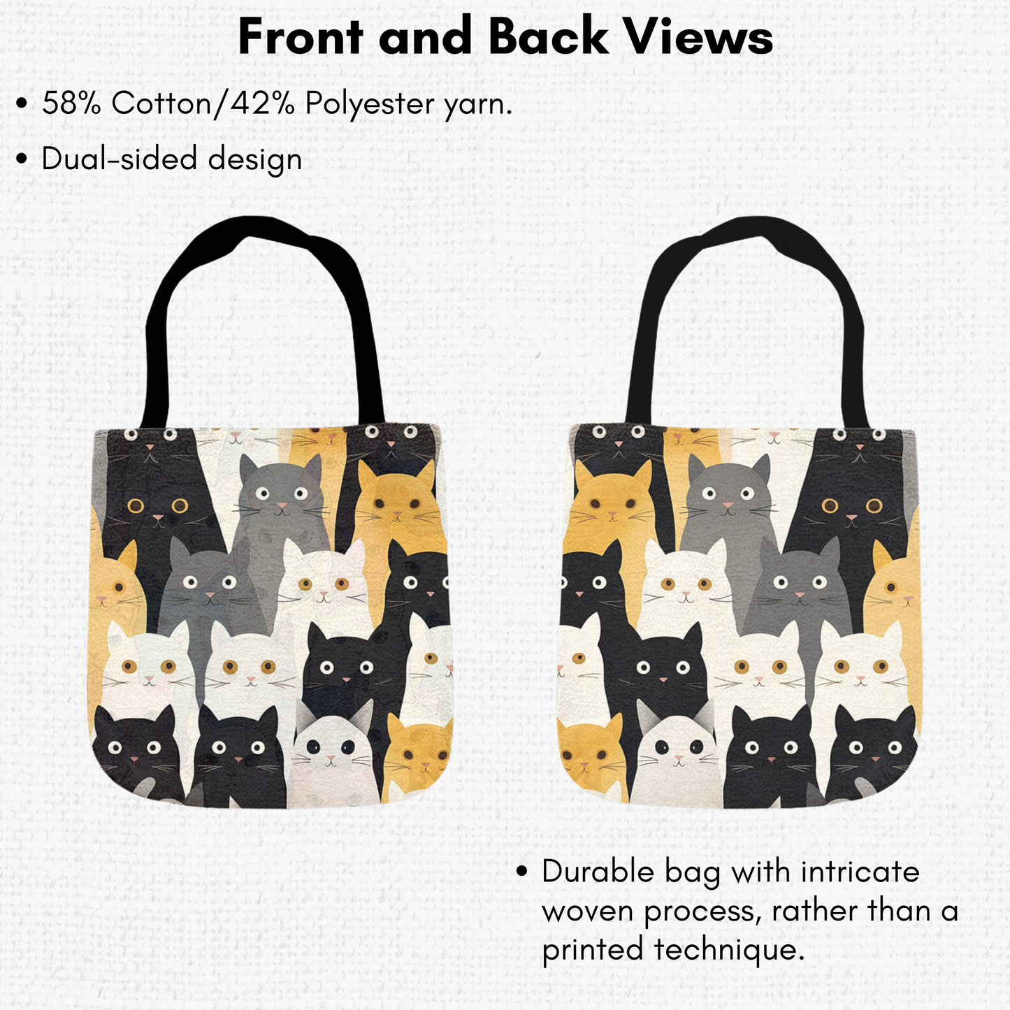 Tapestry Tote Cute Cat Bag Black Hobo Bag Tapestry Shoulder Bag Jacquard Woven Tote Bag Tapestry Tote Kids Grocery Bags Art Cat Mom Bag All Over Print Bags, Cat Lover Tote Bags