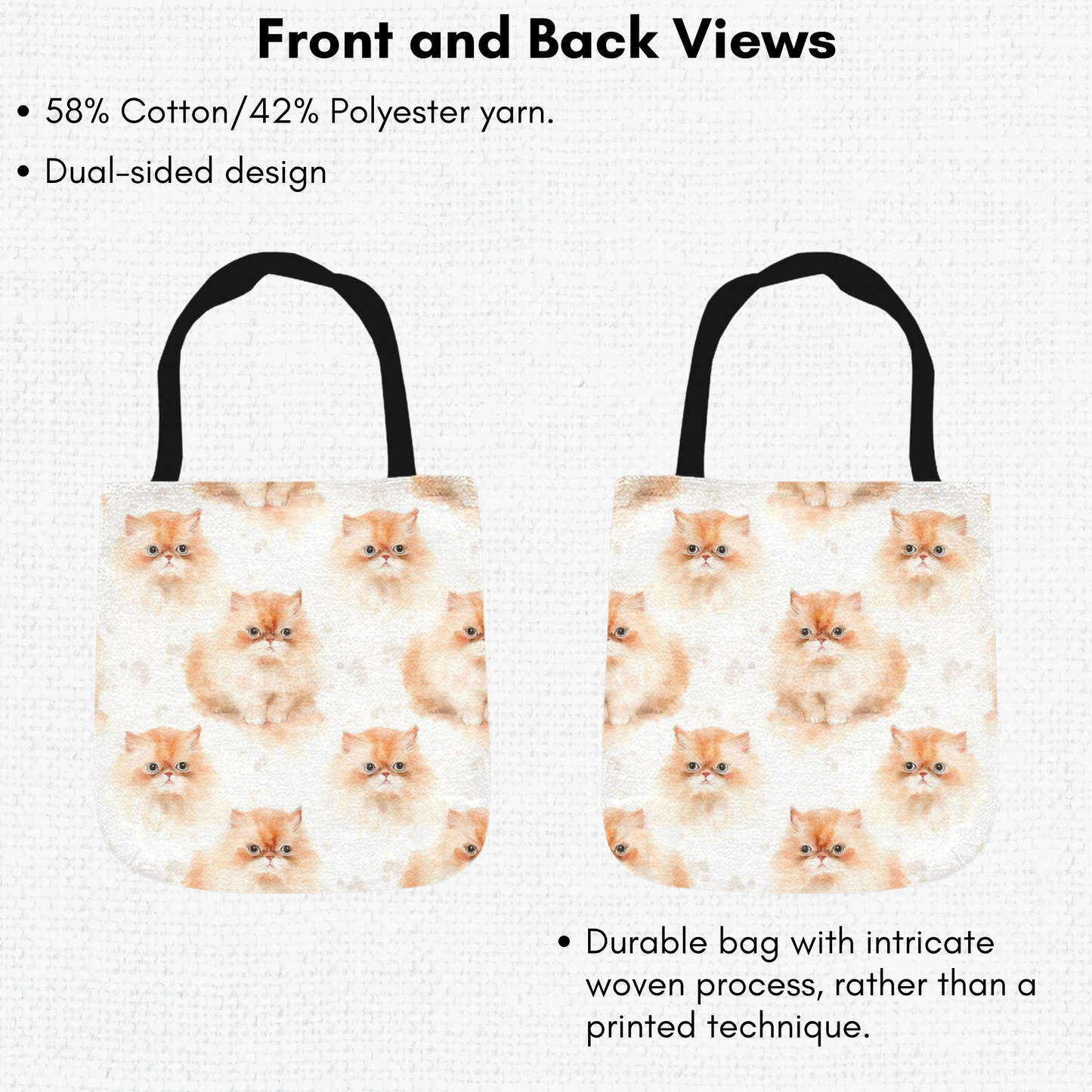 Tapestry Tote Cute Cat Bag Ginger Persian Cat Hobo Bag Tapestry Shoulder Bag Jacquard Woven Tote Bag Tapestry Tote Kids Grocery Bags Art