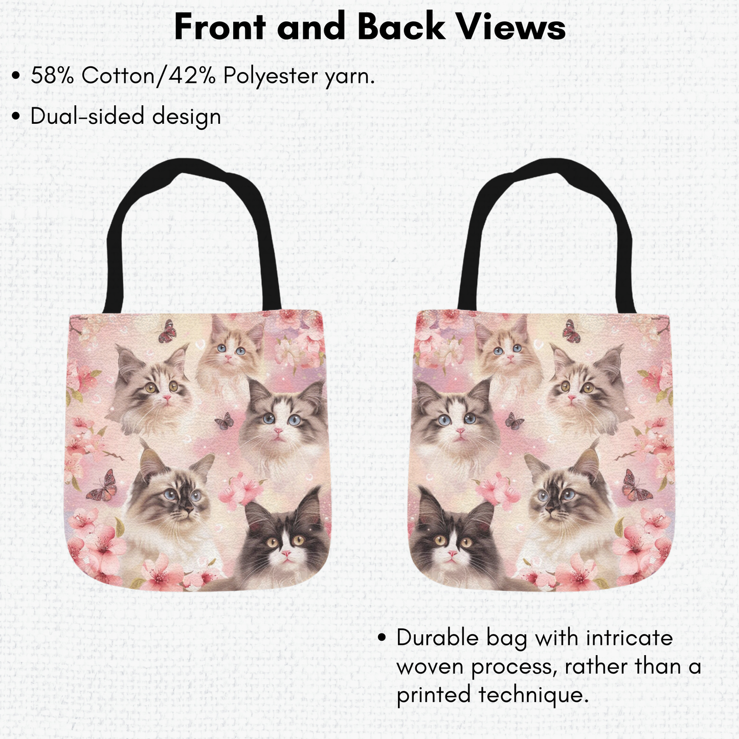 Tapestry Tote Cute Cat Bag Pink Cat Hobo Bag Tapestry Shoulder Bag Jacquard Woven Tote Bag Tapestry Tote Kids Grocery Bags Art Cat Mom