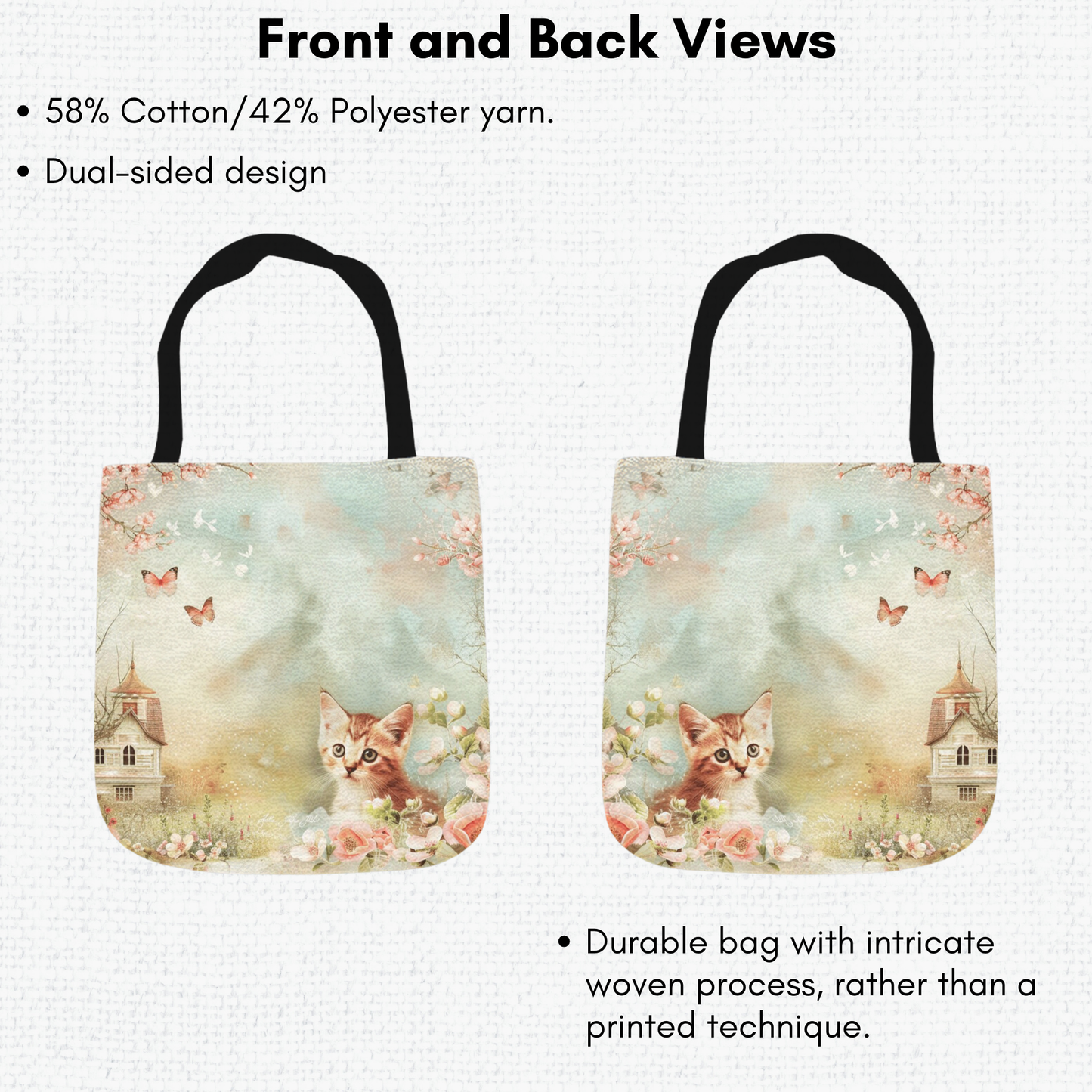 Tapestry Tote Cute Cat Bag Ginger Persian Cat Hobo Bag Tapestry Shoulder Bag Jacquard Woven Tote Bag Tapestry Tote Kids Grocery Bags Art (Copy)