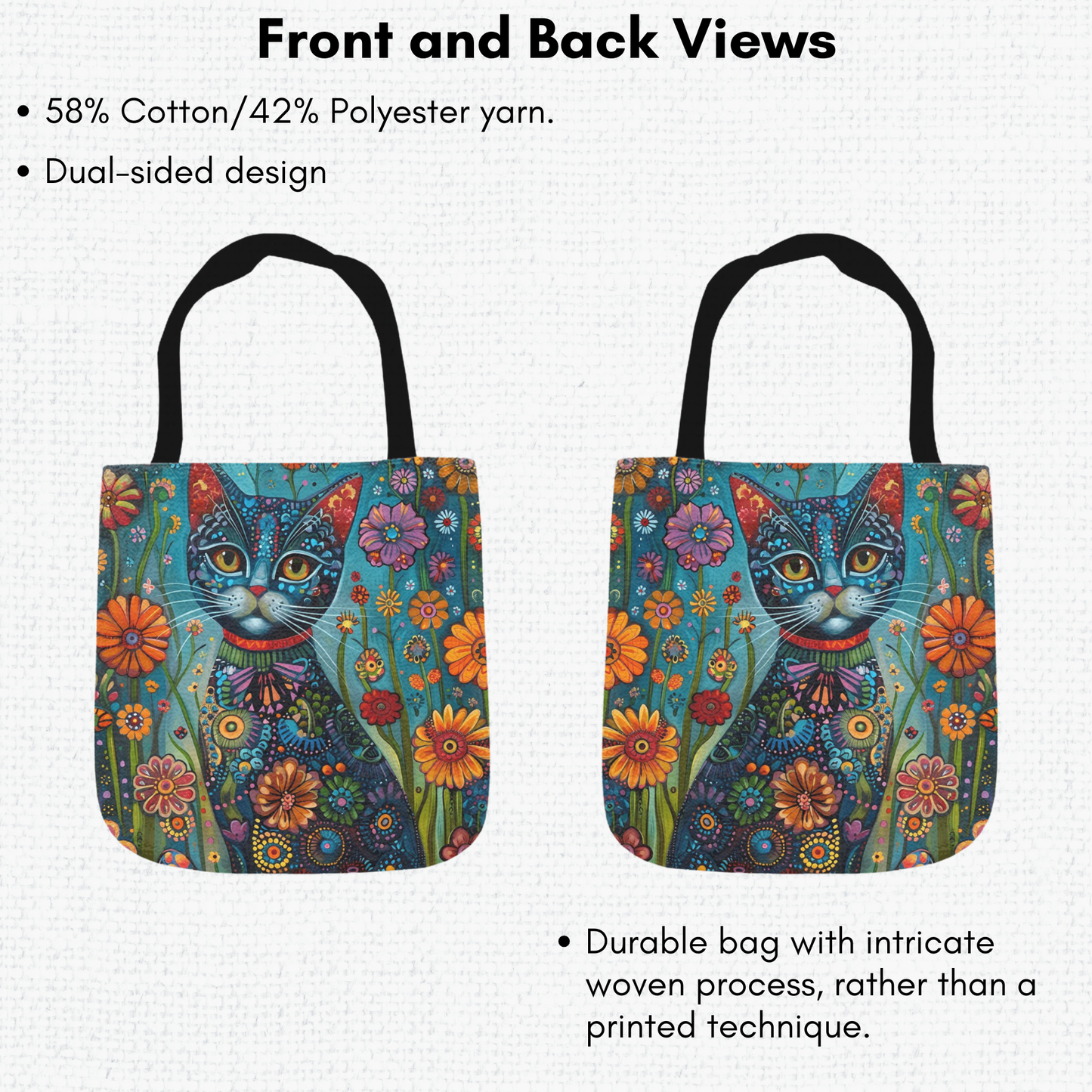 Tapestry Tote Cute Cat Bag Floral Cat Hobo Bag Tapestry Shoulder Bag Jacquard Woven Tote Bag Tapestry Tote Kids Grocery Bags Art Cat Mom