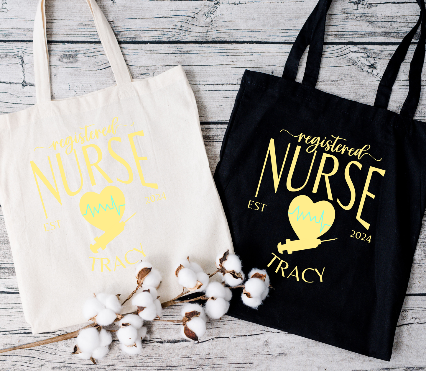 Personalized Cotton Canvas Nurse Tote Bags – Customizable with your Speciality, Name and Year of Graduation, Cute Canvas Tote Bag Gift for Nurse Eco-friendly Bag