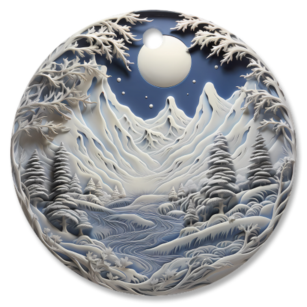 Radiant 3D Porcelain Christmas Ornament:  Elegance in Every Detail for Your Holiday Joy!