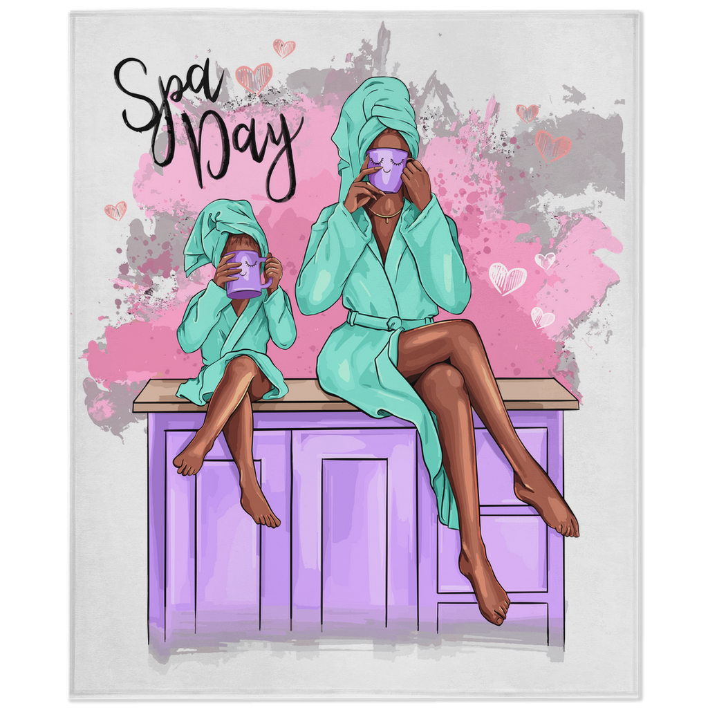 Customizable Spa Day Minky Blanket, Mother and Daughter - Wrap Yourself in Luxury and Love!