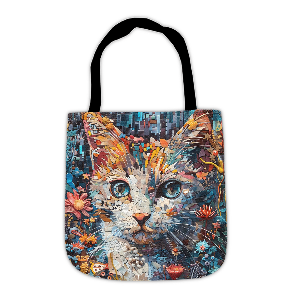 Tapestry Tote Cute Cat Bag Mosaic Hobo Bag Tapestry Shoulder Bag Jacquard Woven Tote Bag Tapestry Tote Kids Grocery Bags Art Cat Mom