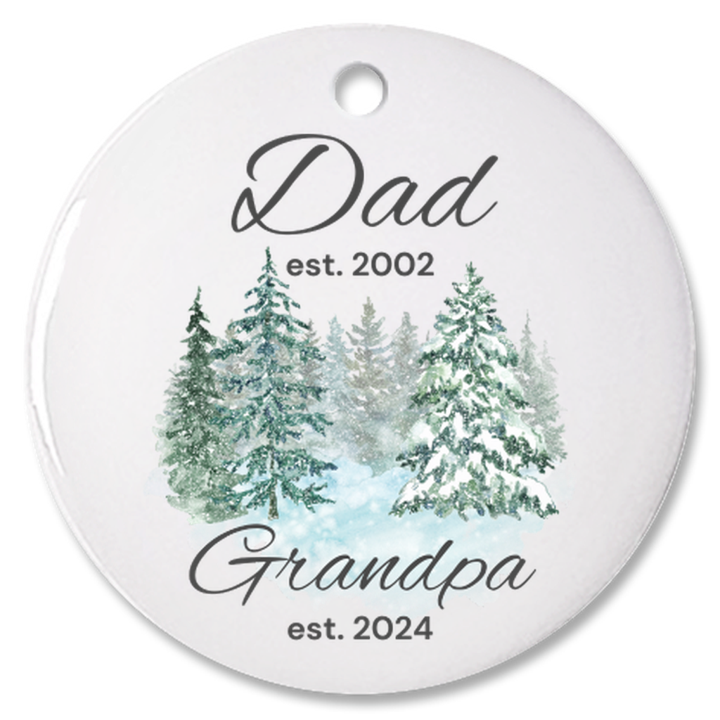 Personalized New Grandpa Christmas Porcelain Ornament, Pregnancy Reveal to Dad, First Time Grandpa Christmas Ornament Gift