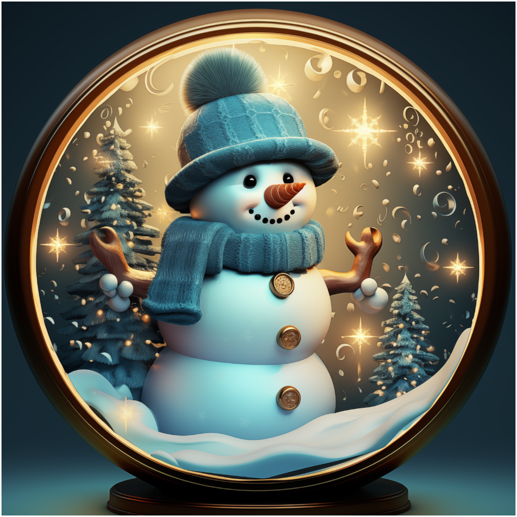 Radiant 3D Image Porcelain Christmas Snowman Ornament:  Elegance in Every Detail for Your Holiday Joy!