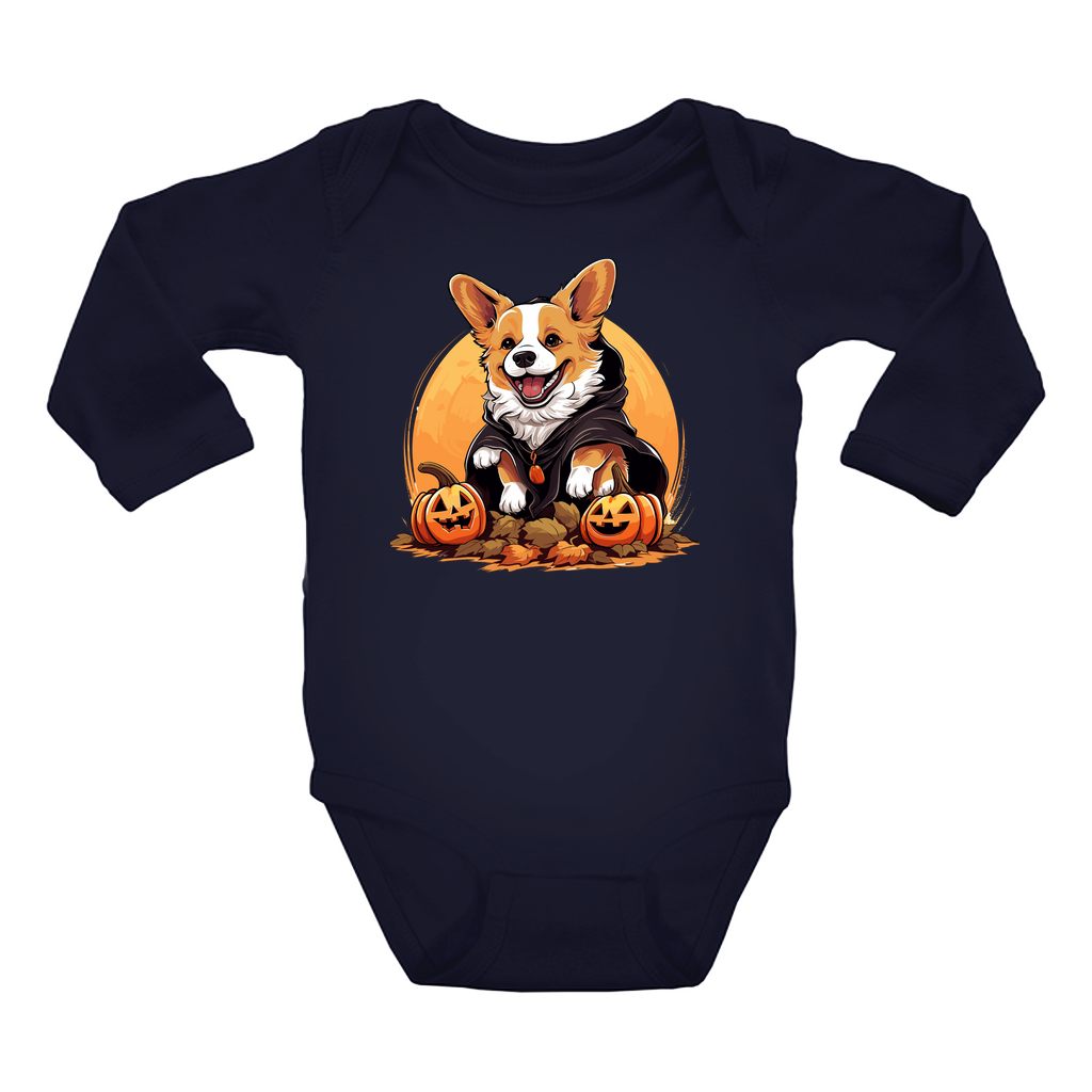 Infant Halloween Corgi Long Sleeve Onesie