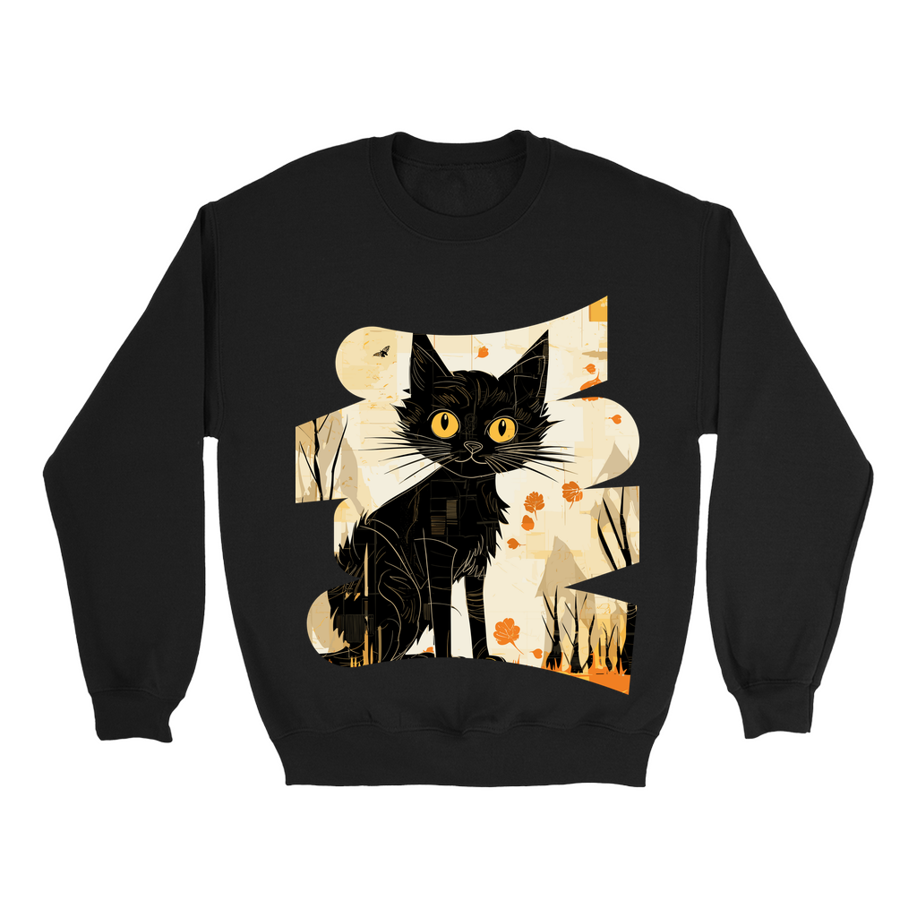 Explore our bewitching collection of Halloween sweatshirts, showcasing the mysterious allure of a black cat on the front.Sh