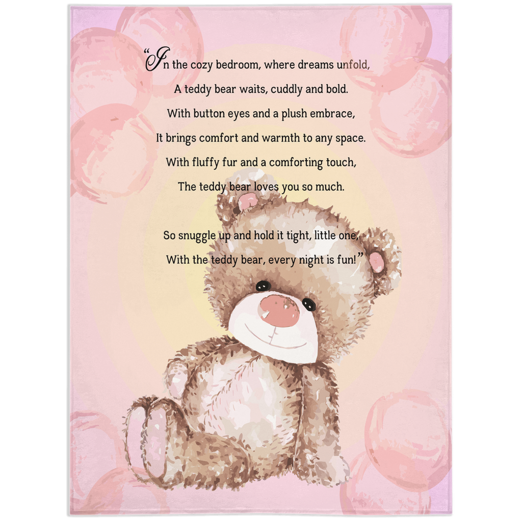 Introducing our adorable luxurious super soft Velveteen Children's Teddy Bear Blanket, the perfect Cuddle companion!