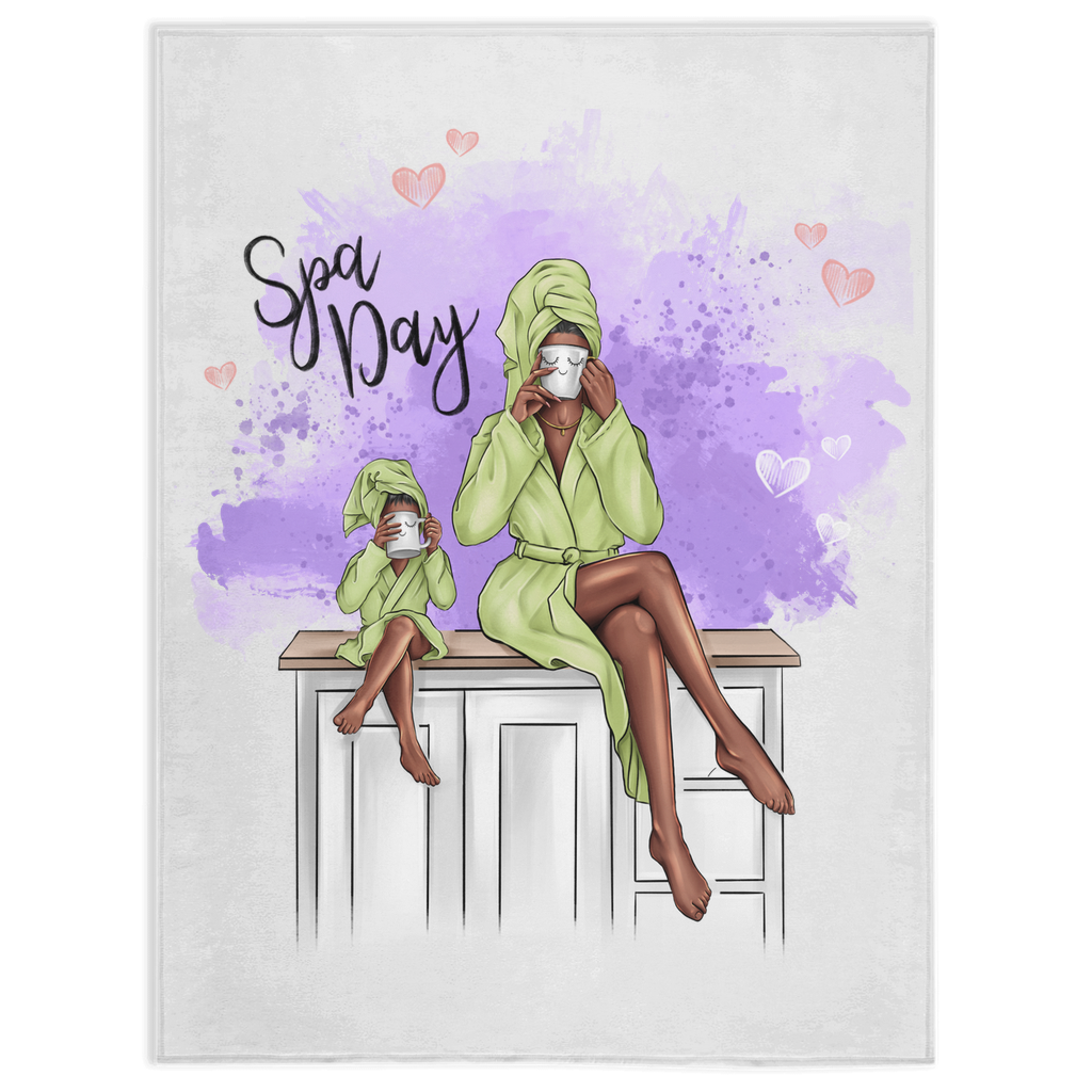 Customizable Spa Day Minky Blanket, Mother and Daughter - Wrap Yourself in Luxury and Love!