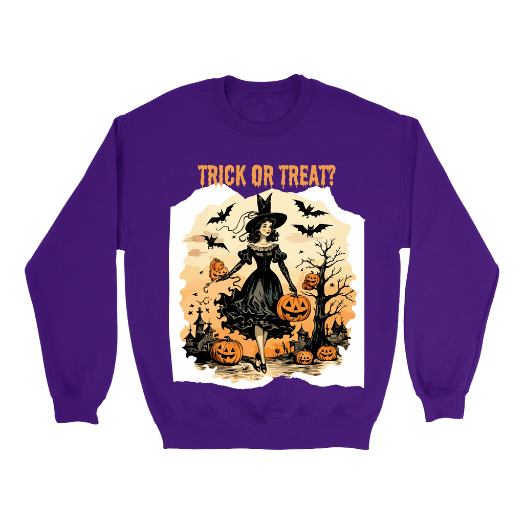 Explore our bewitching collection of Halloween sweatshirts, showcasing the mysterious allure of a witch on the front.