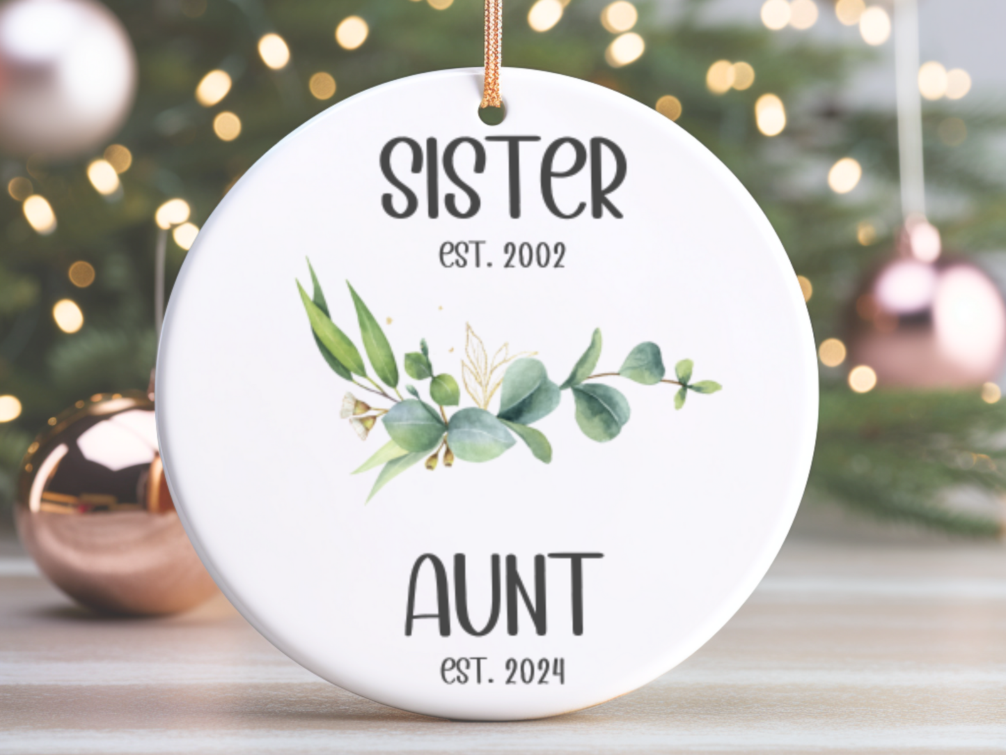 Personalized New Aunt Christmas Porcelain Ornament, Pregnancy Reveal to Sister, Aunt Pregnancy Announcement