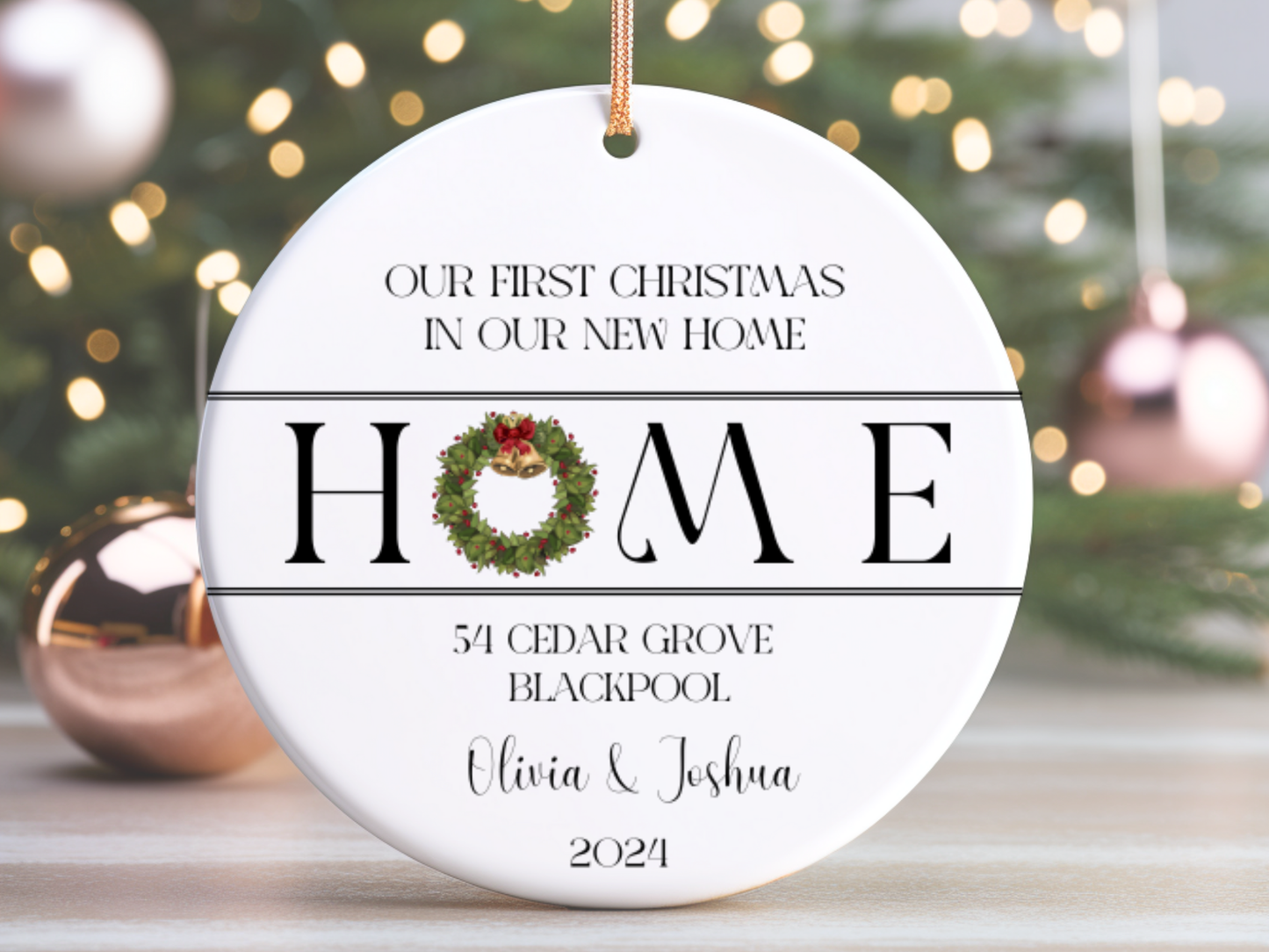 Personalized “First Christmas In Our New Home” Christmas Porcelain Ornament, Customized New House Ornament, Our First Home Keepsake 2024