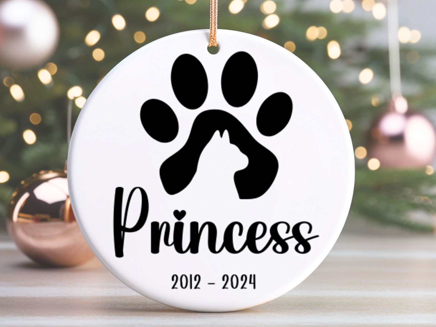 Personalized Pet Memorial Ornament, Sympathy Gift For Loss Of Pet, Remembrance Gift Pet Loss, Pawprint Pet Keepsake Bauble