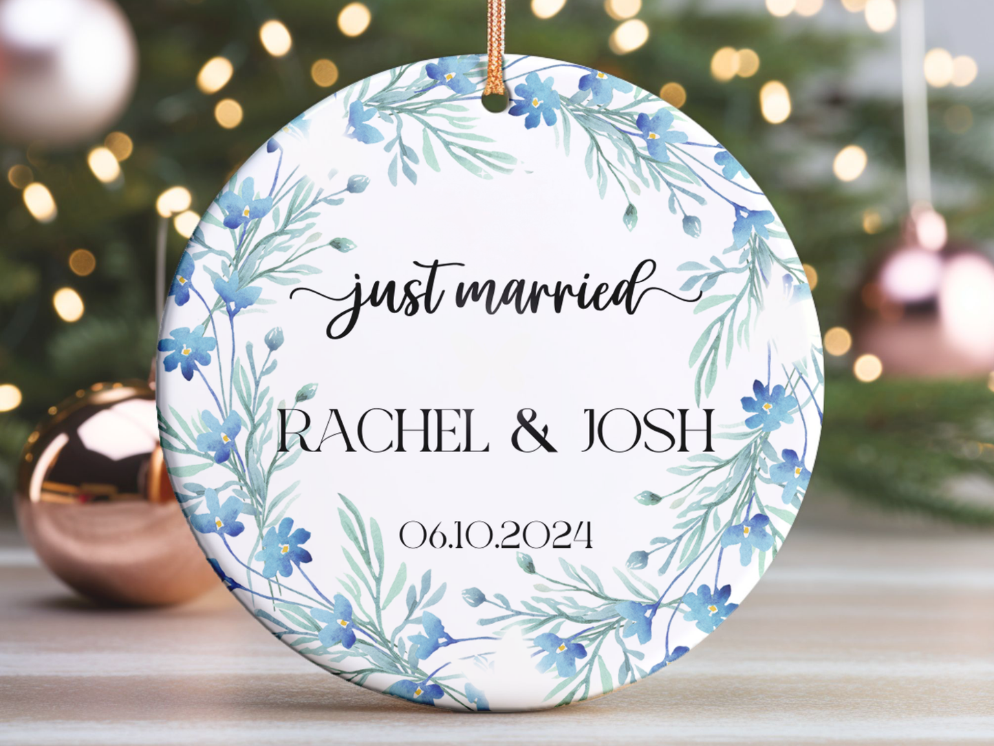 Personalized Just Married Ornament, Custom Newlyweds Bauble Gift, Custom Wedding Keepsake, Wedding Gift, Christmas Newly Married Gift