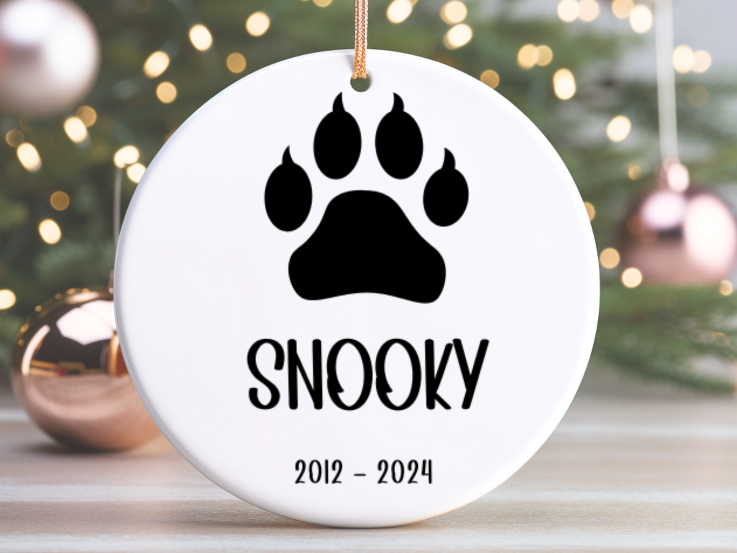 Personalized Pet Memorial Ornament, Sympathy Gift For Loss Of Cat, Remembrance Gift Pet Loss, Pawprint Pet Keepsake Bauble