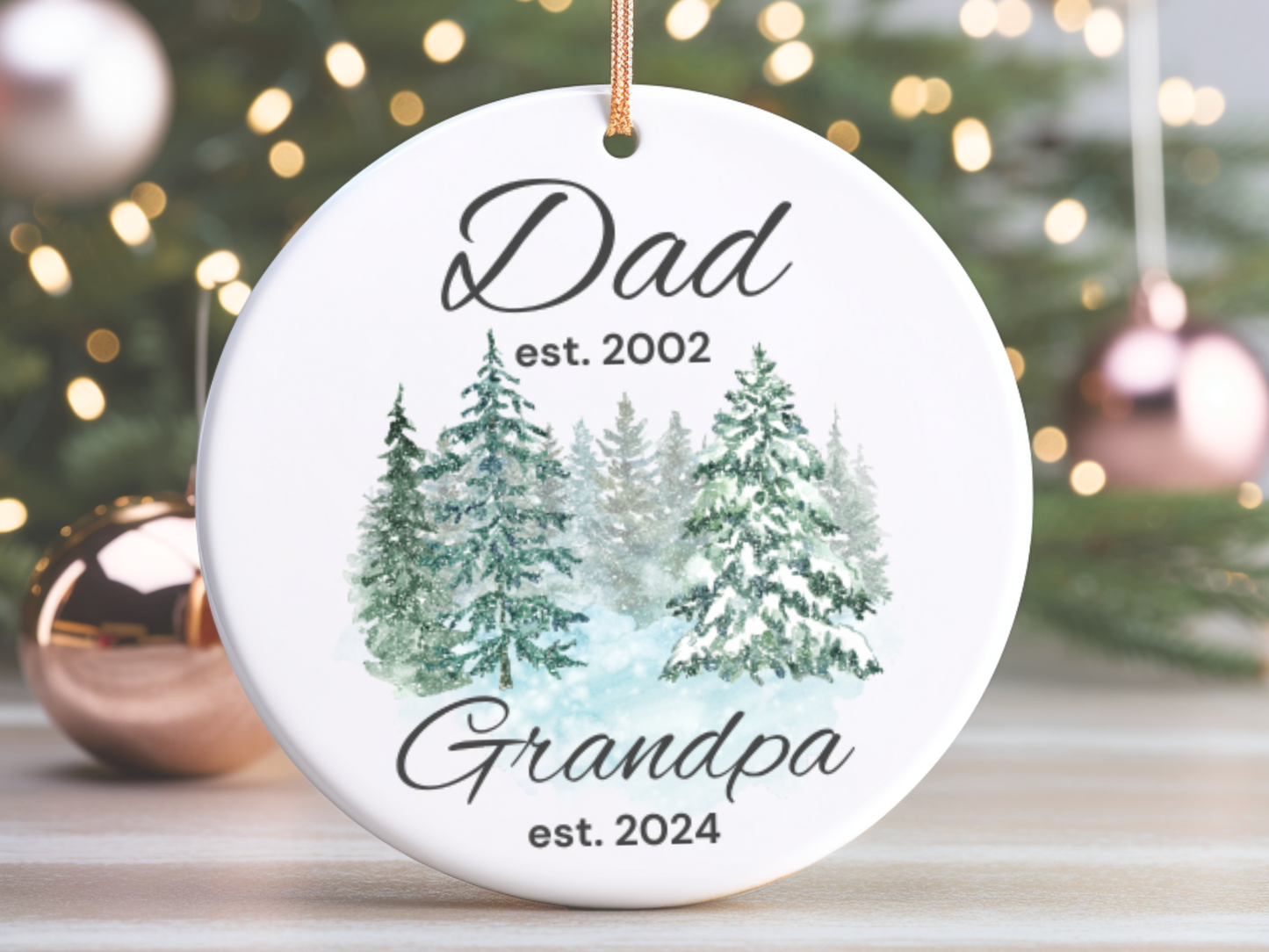 Personalized New Grandpa Christmas Porcelain Ornament, Pregnancy Reveal to Dad, First Time Grandpa Christmas Ornament Gift