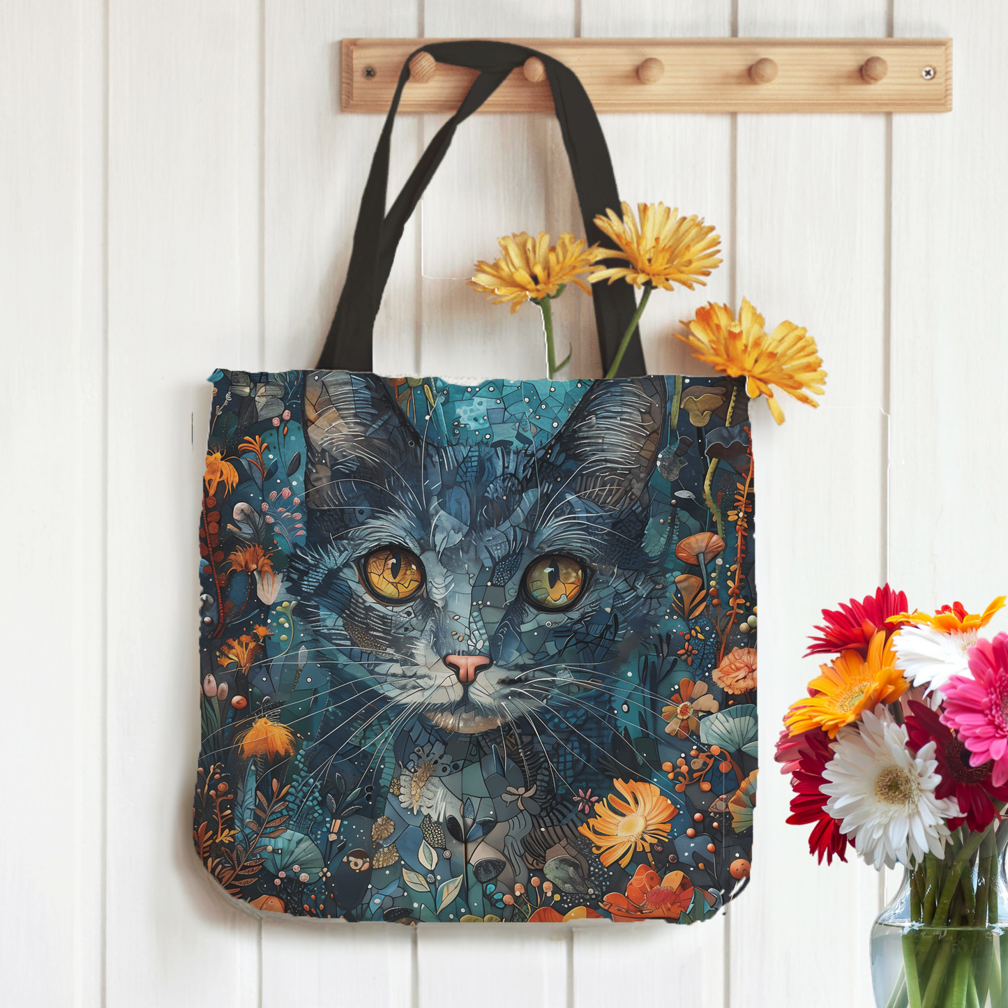 Tapestry Tote Cute Cat Bag Blue Cat Hobo Bag Tapestry Shoulder Bag Jacquard Woven Tote Bag Tapestry Tote Kids Grocery Bags Art Cat Mom