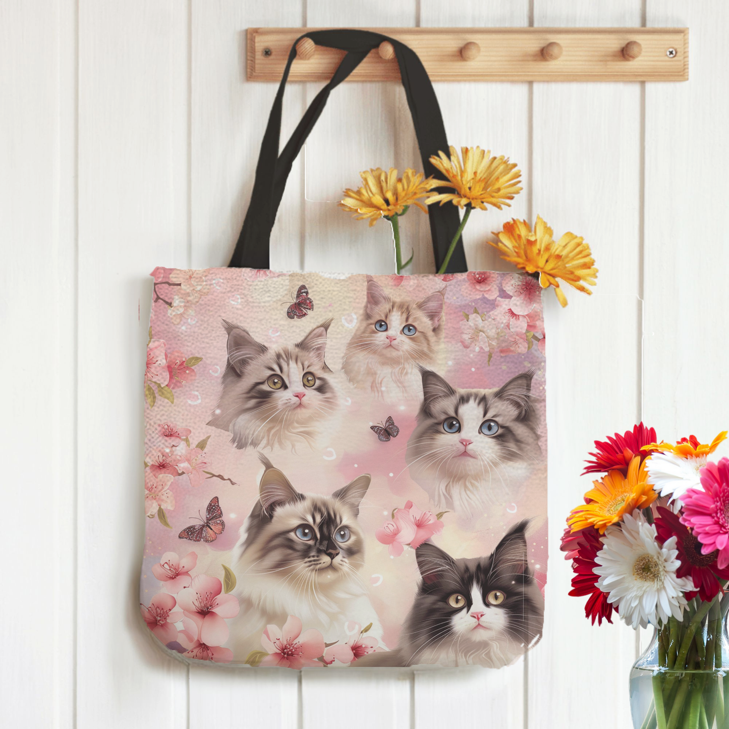 Tapestry Tote Cute Cat Bag Pink Cat Hobo Bag Tapestry Shoulder Bag Jacquard Woven Tote Bag Tapestry Tote Kids Grocery Bags Art Cat Mom