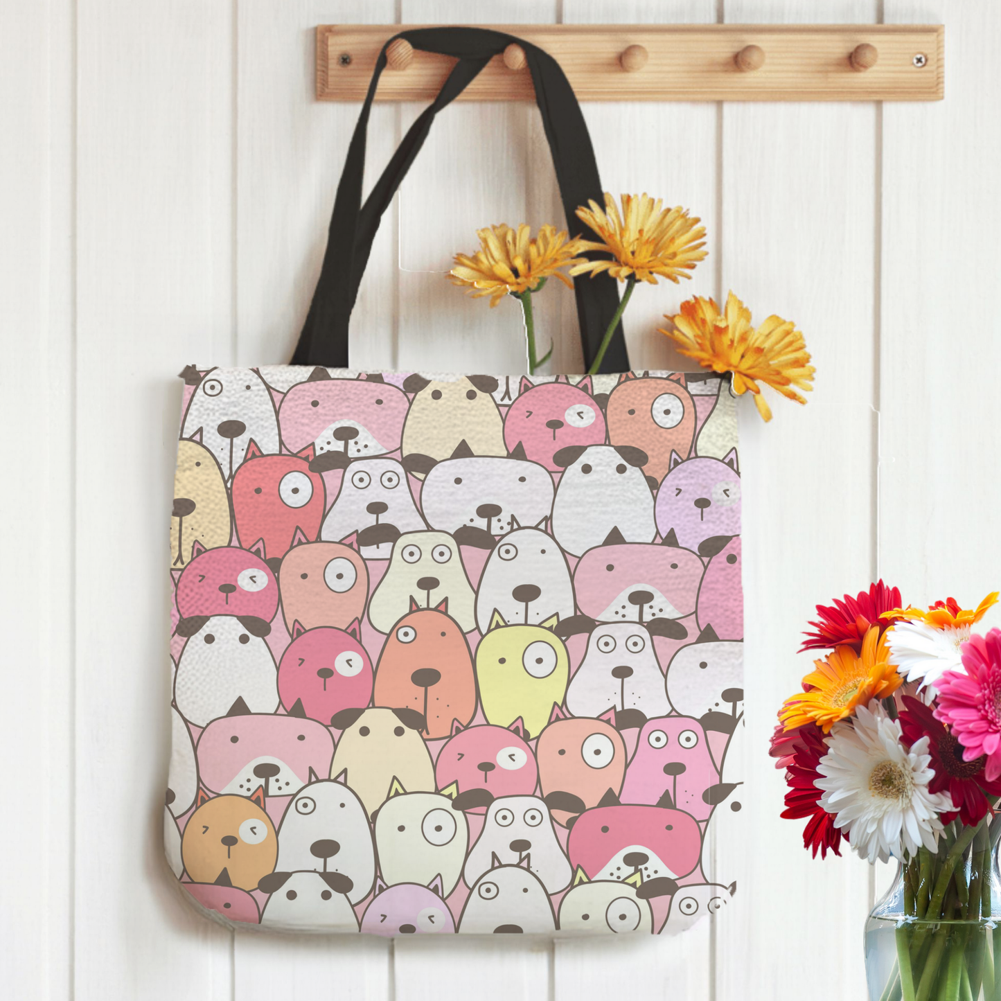 Tapestry Tote Cute Dog Bag, Pastel Hobo Bag, Tapestry Shoulder Bag, Jacquard Woven Tote Bag, Tapestry Tote Kids, Grocery Bags Art, Dog Mom Totes, All Over Print Bags, Dog Lover Tote Bags