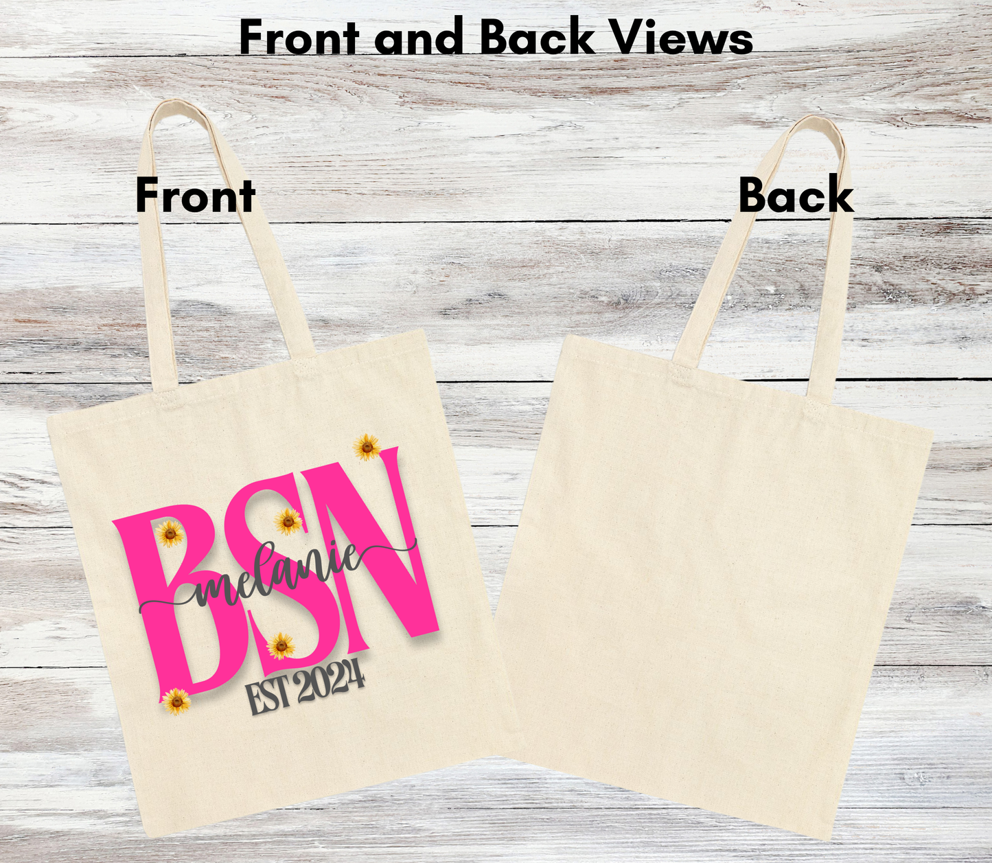 Personalized, Customized, Cotton Canvas Nurse Tote Bags - Customizable with your Speciality, Stylish and durable, Gift for Medical Profession