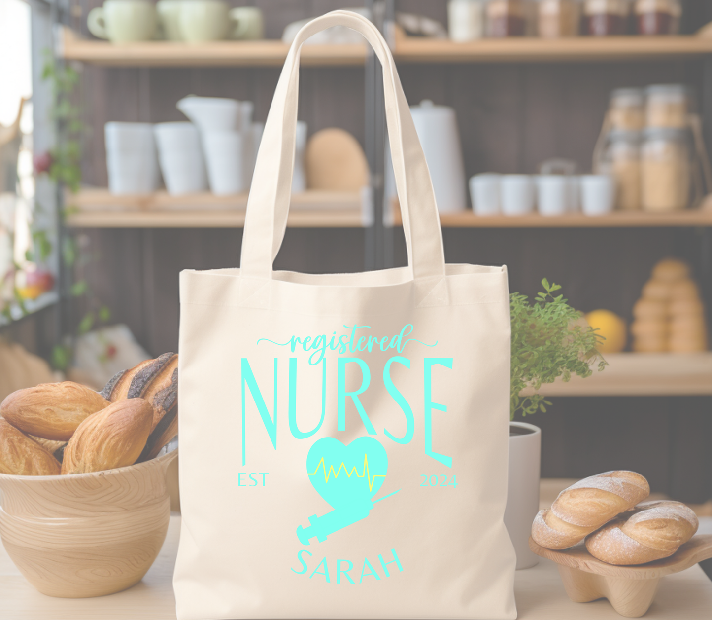 Personalized Cotton Canvas Nurse Tote Bags – Customizable with your Specialty, Nurse's Name and Year of Graduation!  Cute Canvas Tote Bag Gift for Nurse Ecofriendly Bag