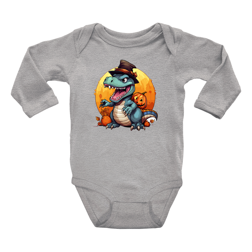 Infant Halloween Dinosaur Long Sleeve Onesie.