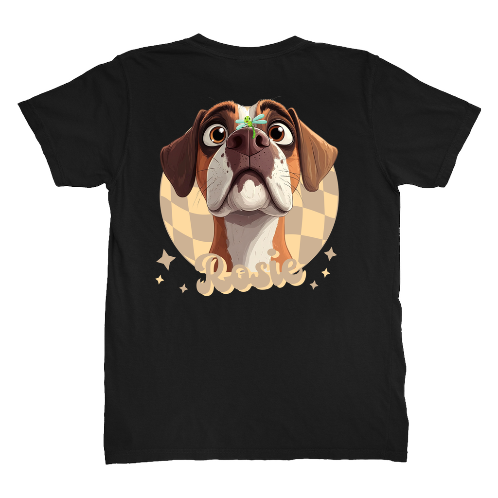 Comfort Colors 1717 Heavyweight Unisex T-Shirt - Whimsical Animal & Insect Portrait With BACK IMAGE PLACEMENT On T-shirt, Dog Tee, Cat T-shirt.