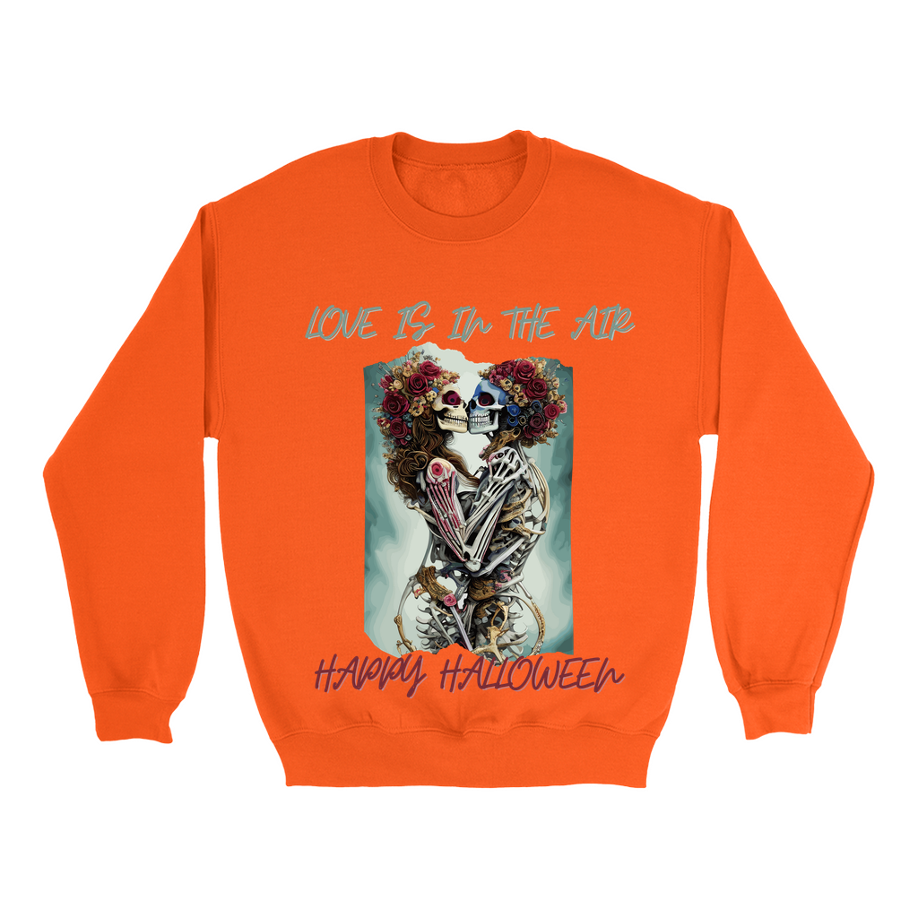 Explore our bewitching collection of Halloween sweatshirts, showcasing the mysterious allure of a skeleton lovers on the front.