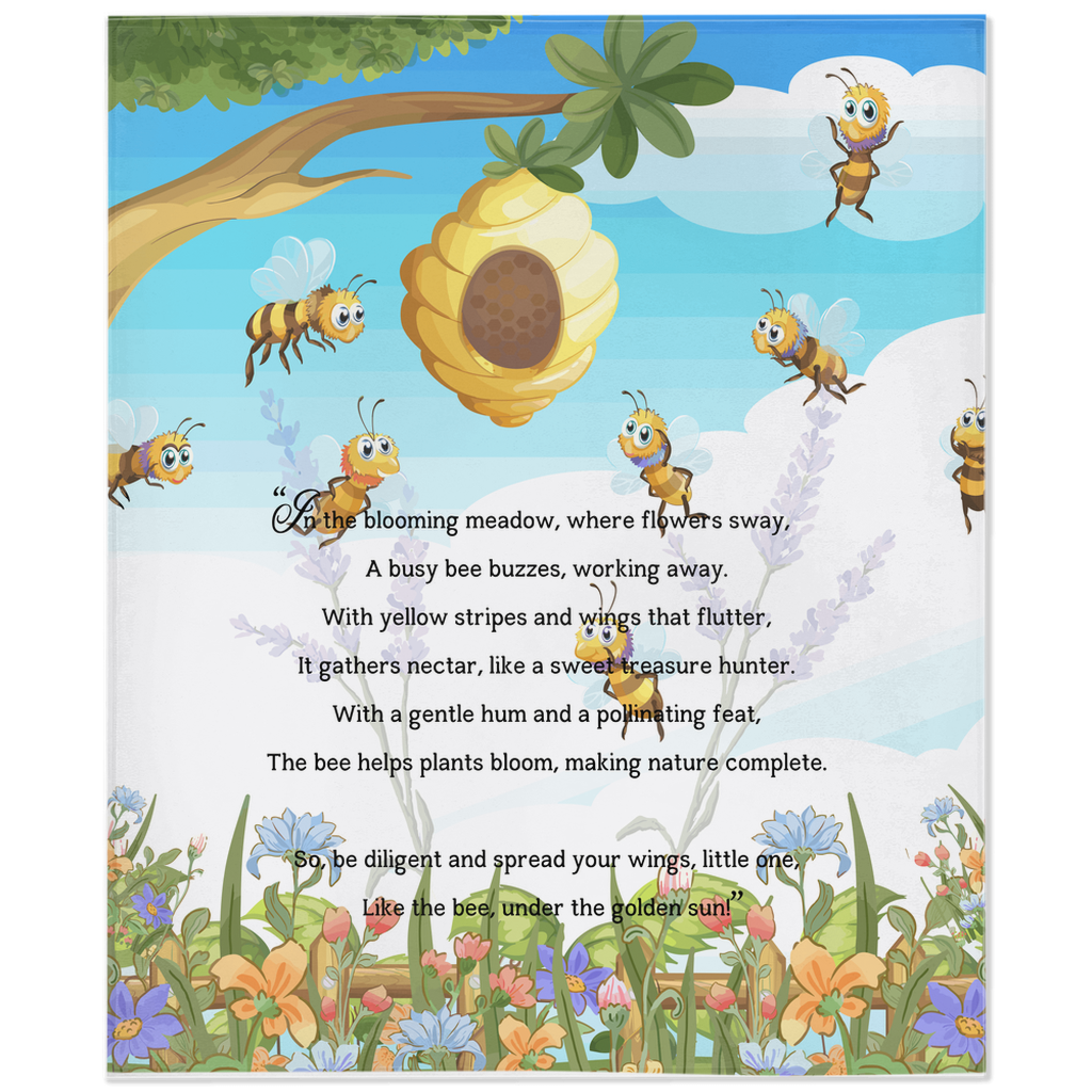 Introducing our adorable luxurious super soft Velveteen Children's Bee Blanket, the perfect Cuddle companion, Kid's Rhyme Blanket