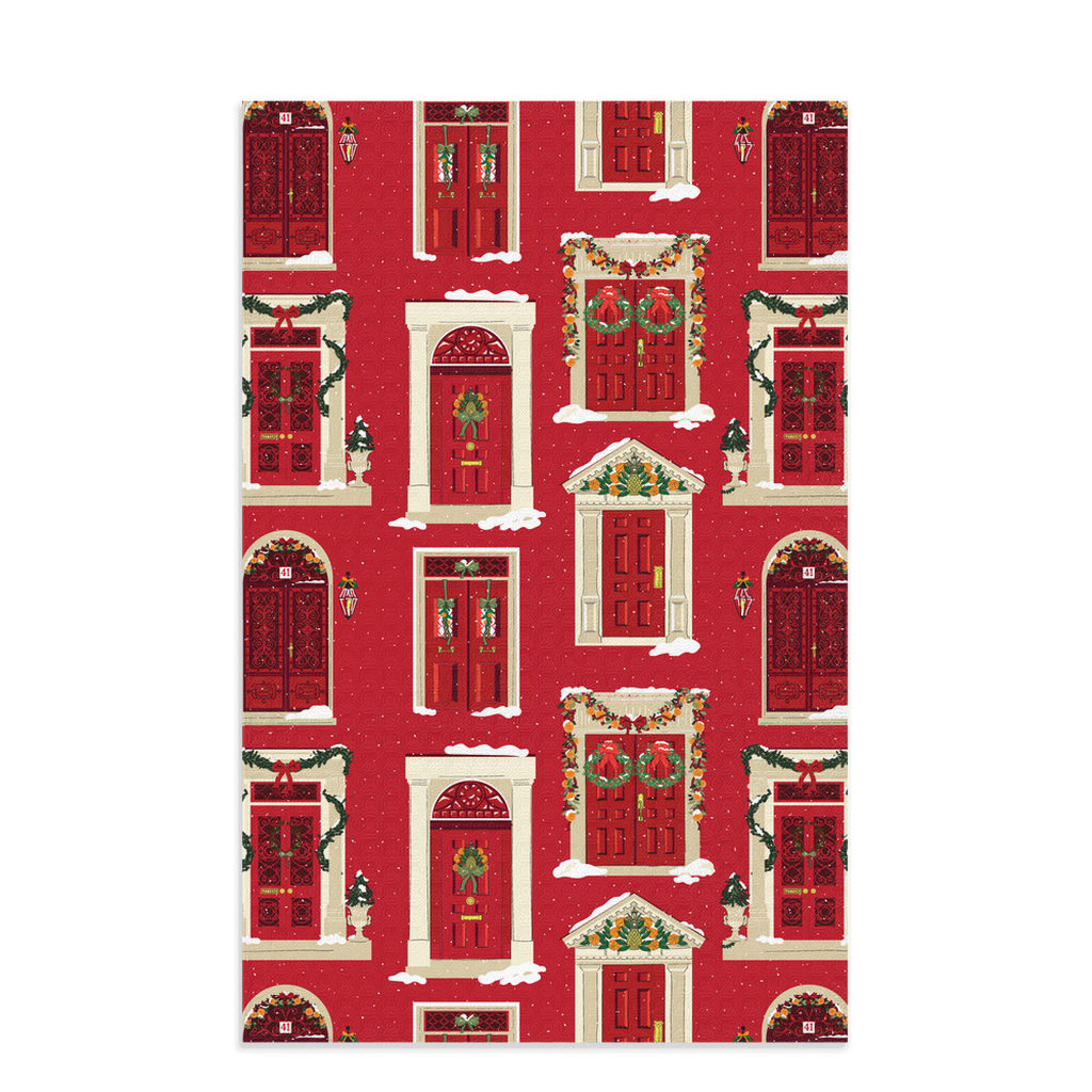 Christmas-Themed Festive Doors Waffle Kitchen Tea Towel, Waffle Towel, Cute Stocking Filler (Copy)