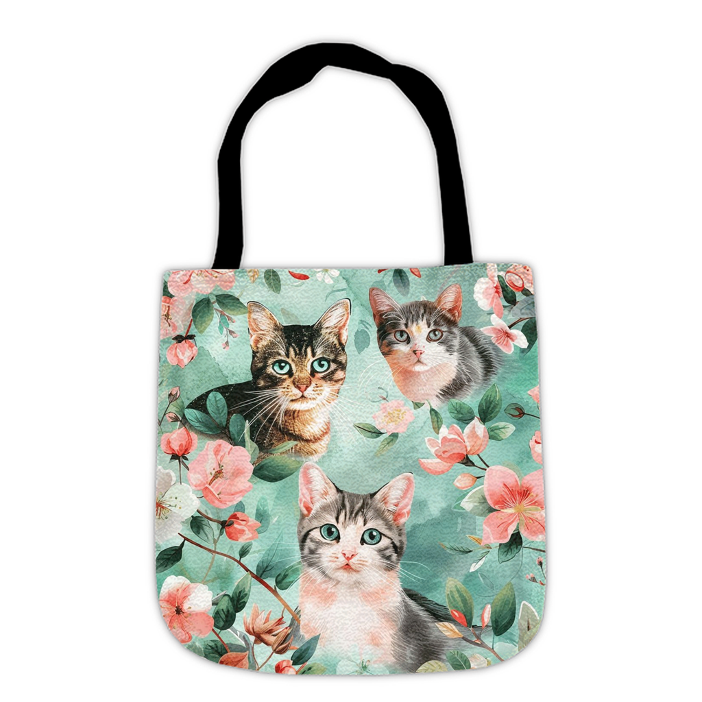 Tapestry Tote Cute Cat Bag Green Cat Hobo Bag Tapestry Shoulder Bag Jacquard Woven Tote Bag Tapestry Tote Kids Grocery Bags Art Cat Mom