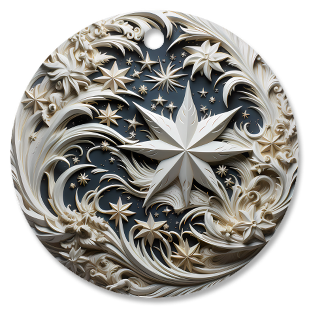 Radiant 3D Porcelain Christmas Ornament:  Elegance in Every Detail for Your Holiday Joy!