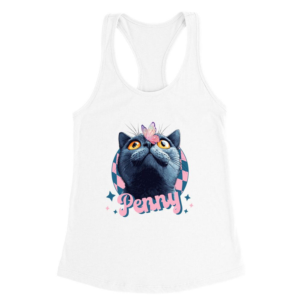 Next Level 1533 Women’s Racerback Tank Top – Whimsical Animal & Insect Portrait.