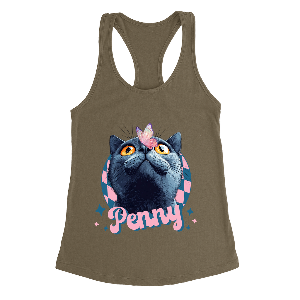 Next Level 1533 Women’s Racerback Tank Top – Whimsical Animal & Insect Portrait.