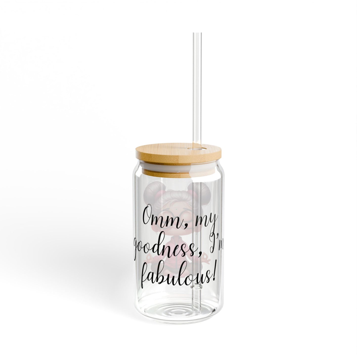 Our "Grandma Yoga" Collection Sipper Glass with Bamboo Lid and Tritan Straw!