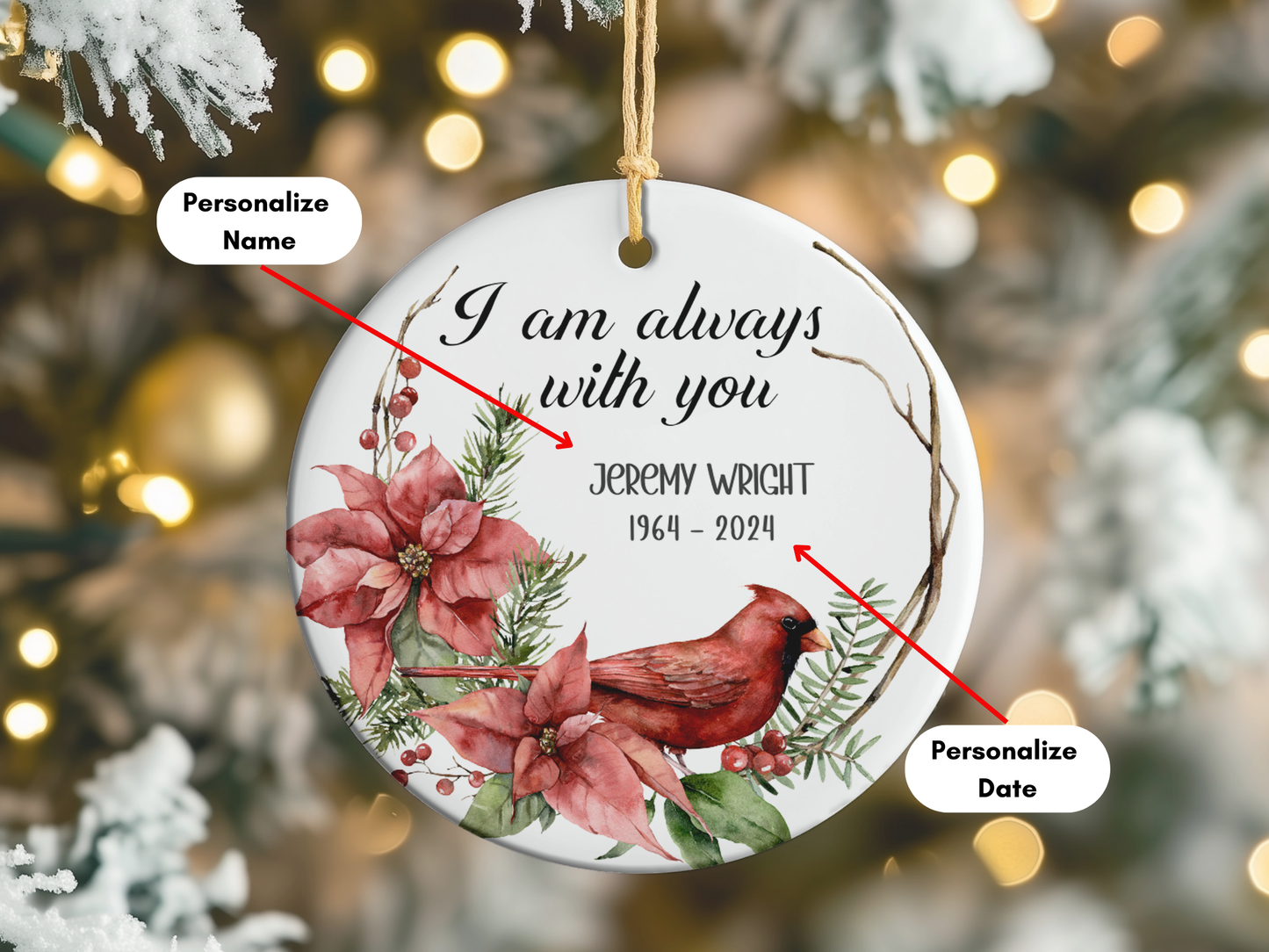 Personalized Memorial Bauble Christmas Memory, Porcelain Ornament Remembrance Christmas Decoration