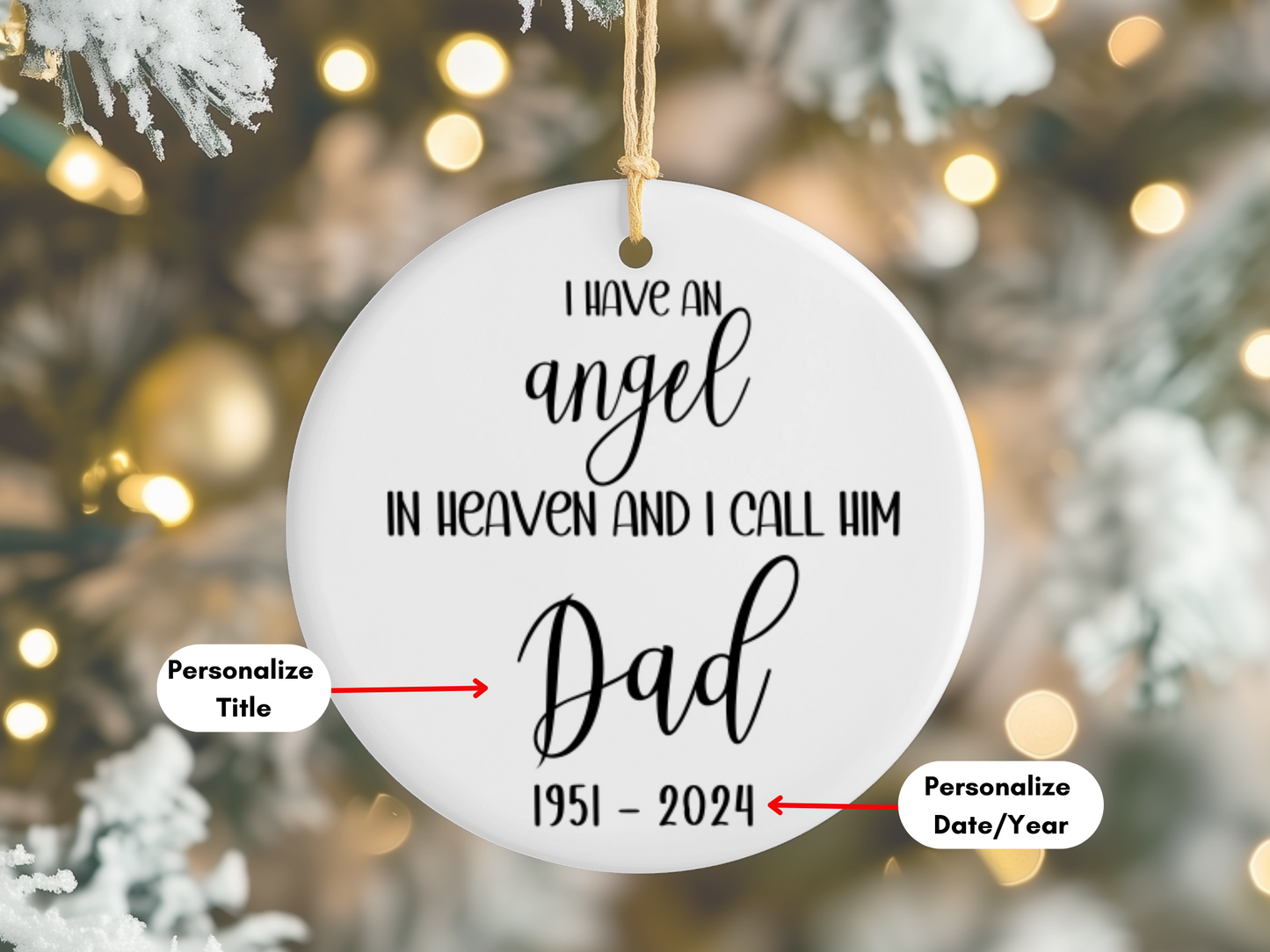 Personalized Memorial Bauble Christmas Memory, Dad Remembrance Christmas Decoration