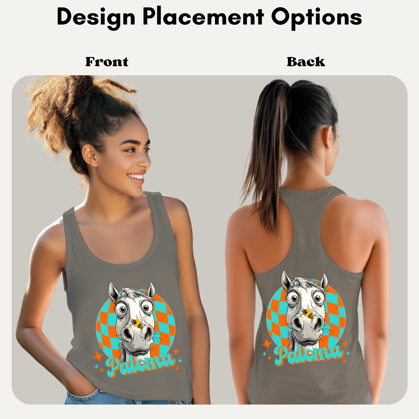 Next Level 1533 Women’s Racerback Tank Top – Whimsical Animal & Insect Portrait.